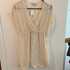 Forever 21 Beige Sheer Lace Tunic